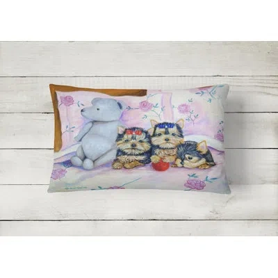 Caroline's Treasures Yorkie Puppies Three In A Row Indoor/outdoor Throw Pillow