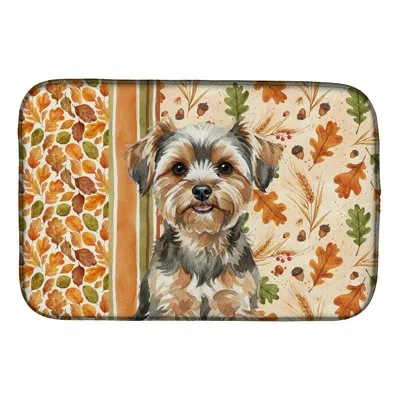 Caroline's Treasures Yorkiepoo Heirloom Fall Dish Drying Mat In Natural