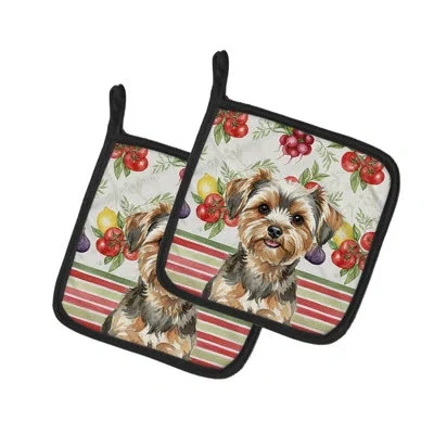 Caroline's Treasures Yorkiepoo Vegetables Pair Of Pot Holders In Multicolor