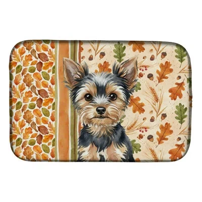 Caroline's Treasures Yorkshire Terrier Heirloom Fall Dish Drying Mat In Natural