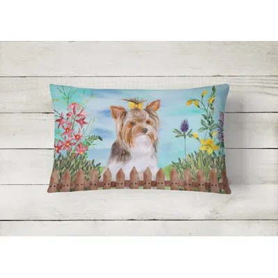 Caroline's Treasures Yorkshire Terrier Spring Indoor/outdoor Lumbar Pillow