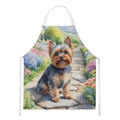 Caroline's Treasures Yorkshire Terrier Spring Path Apron In Multicolor