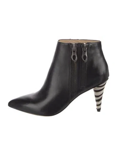 Pre-owned Carolinna Espinosa Leather Striped Boots In Black