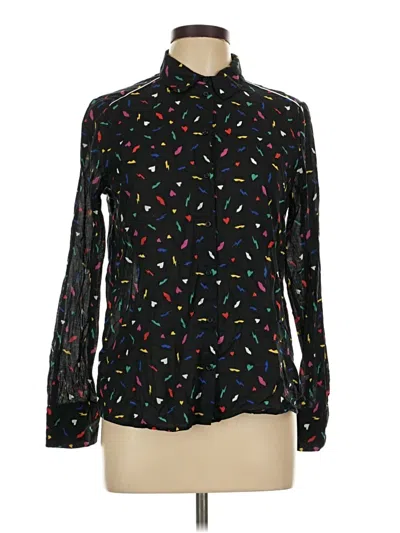 Pre-owned Caroll Long Sleeve Blouse In Black