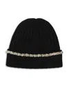 Carolyn Rowan Accessories Cashmere Ribbed Cuffed Beanie In Black