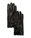 Carolyn Rowan Accessories Scalloped Nappa Leather Gloves In Black