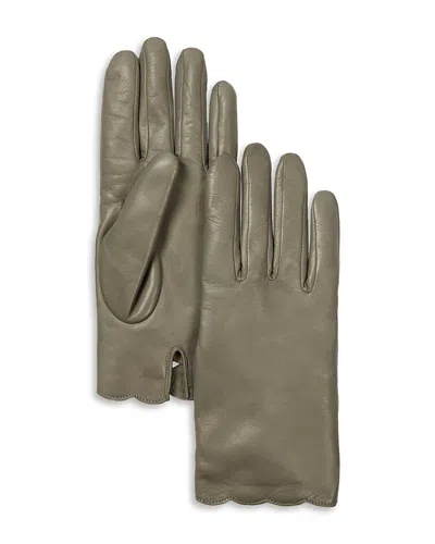 Carolyn Rowan Accessories Scalloped Nappa Leather Gloves In Gray