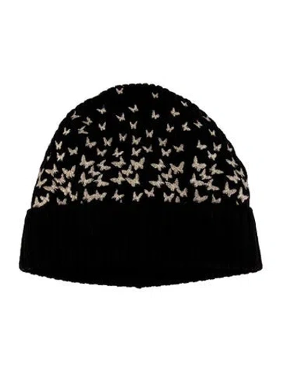 Pre-owned Carolyn Rowan Black Wool Beanie  W/tags In Black/gold