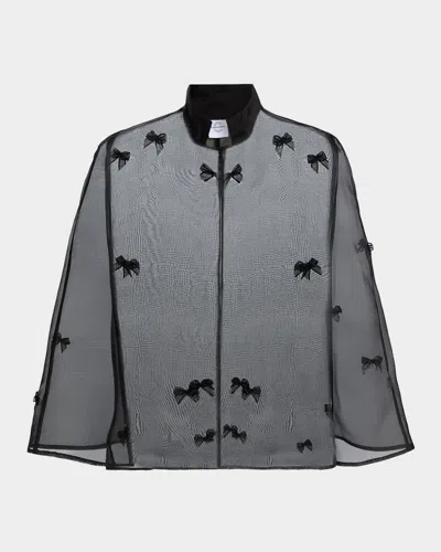 Carolyn Rowan Bow Silk Organza Cape In Black