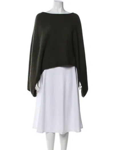 Pre-owned Carolyn Rowan Cashmere Bateau Neckline Sweater In Green