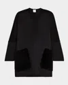 Carolyn Rowan Cashmere Coat With Shearling Pockets In Black