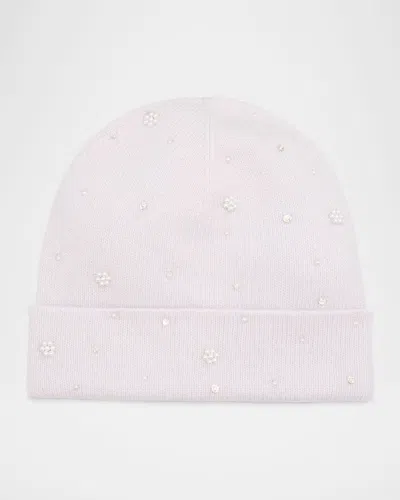 Carolyn Rowan Cashmere Embellished Beanie In Pearl