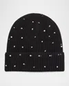 Carolyn Rowan Cashmere Embellished Ribbed Beanie In Black
