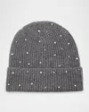 Carolyn Rowan Cashmere Embellished Ribbed Beanie In Grey
