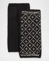 Carolyn Rowan Cashmere Fingerless Gloves W/ Faux Pearls In Black