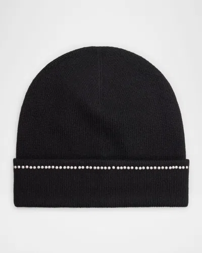 Carolyn Rowan Cashmere Pearly Beanie In Black