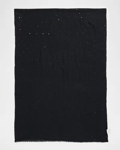Carolyn Rowan Cashmere/silk Scarf With Scattered Sequins In Black