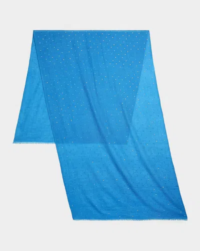 Carolyn Rowan Cashmere/silk Scarf With Scattered Sequins In Blue
