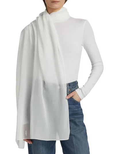 Carolyn Rowan Collection Women's Chiffon Crystal-embellished Shawl In White