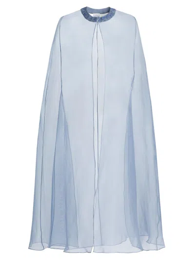 Carolyn Rowan Collection Women's Embellished-trim Silk Cape In Blue