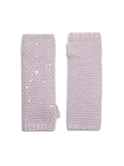 Carolyn Rowan Collection Women's Sequined Cashmere Fingerless Gloves In Pink