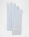 Carolyn Rowan Crystal Embellished Cashmere Gloves In Blue