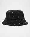 Carolyn Rowan Curly Embellished Bucket Hat In Black