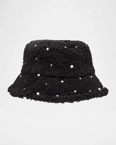 Carolyn Rowan Curly Embellished Bucket Hat In Black