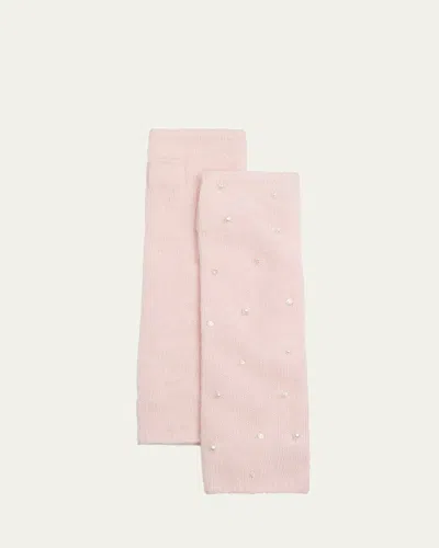 Carolyn Rowan Embellished Long Fingerless Cashmere Gloves In Mallow Pink