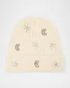 Carolyn Rowan Embroidered Crystal Cashmere Rib Beanie In Neutral