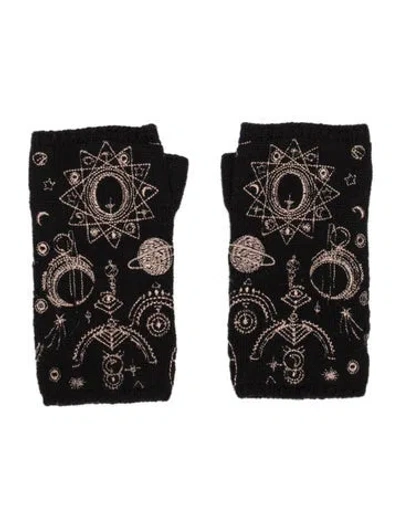 Pre-owned Carolyn Rowan Knit Fingerless Gloves In Black