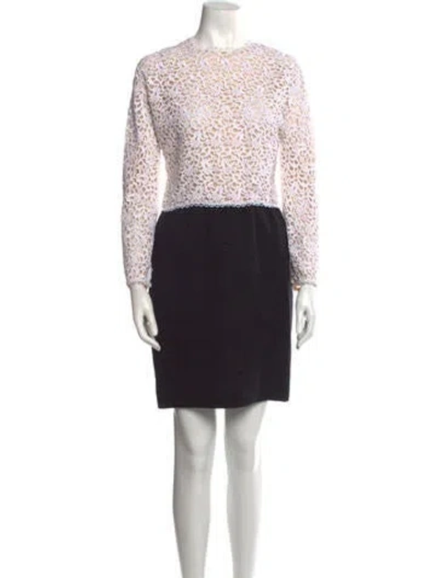 Pre-owned Carolyn Rowan Lace Pattern Mini Dress In Black