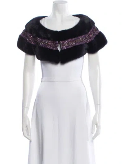 Pre-owned Carolyn Rowan Mink Patterned Faux Fur Jacket In White