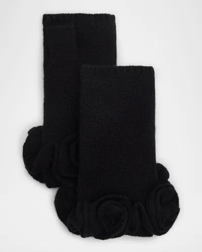Carolyn Rowan Ruffled Cashmere Fingerless Gloves In Black