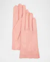 Carolyn Rowan Scalloped Nappa Leather Gloves In Pink