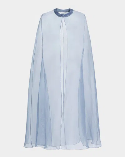 Carolyn Rowan Silk Organza Cape In Blue