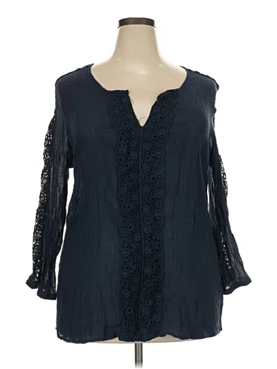 Pre-owned Carolyn Taylor 3/4 Sleeve Blouse In Black