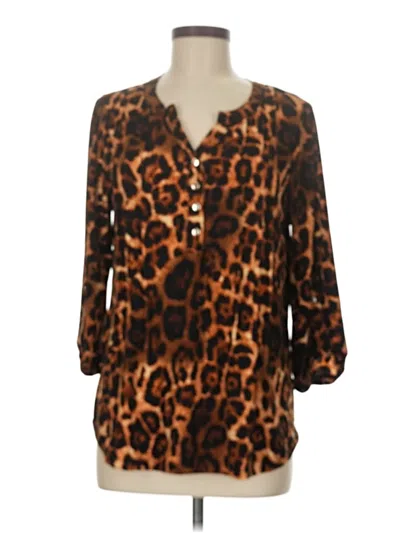 Pre-owned Carolyn Taylor 3/4 Sleeve Blouse In Brown