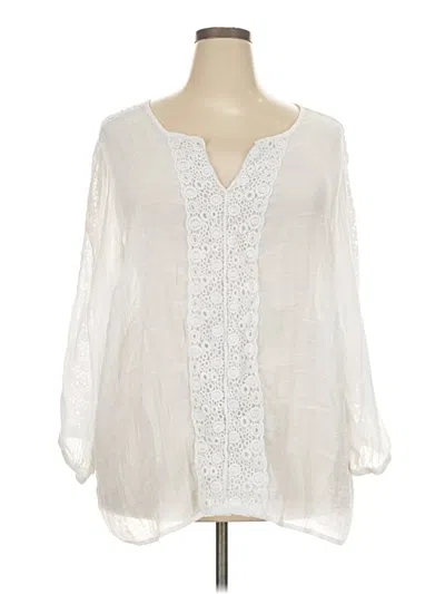 Pre-owned Carolyn Taylor 3/4 Sleeve Blouse In Ivory