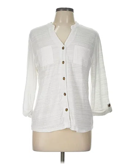 Pre-owned Carolyn Taylor 3/4 Sleeve Blouse In Ivory