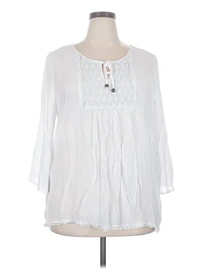 Pre-owned Carolyn Taylor 3/4 Sleeve Blouse In White