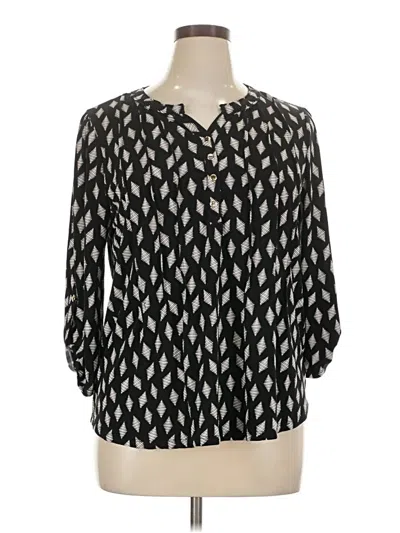 Pre-owned Carolyn Taylor 3/4 Sleeve Henley Shirt In Black