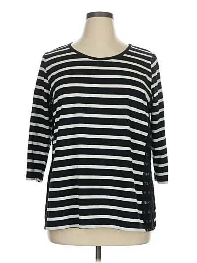 Pre-owned Carolyn Taylor 3/4 Sleeve Top Black Boatneck Tops