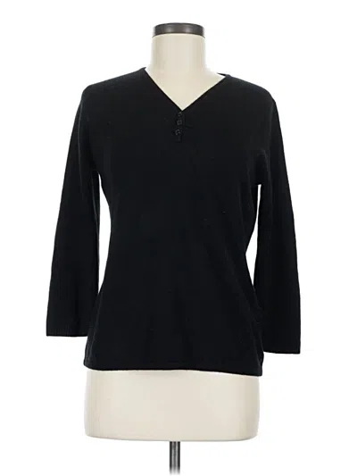 Pre-owned Carolyn Taylor 3/4 Sleeve Top Black V-neck Tops