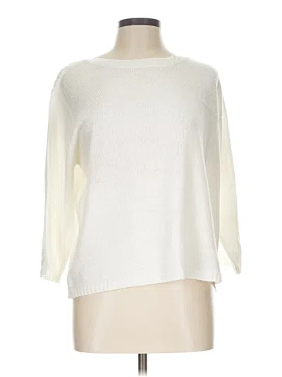 Pre-owned Carolyn Taylor 3/4 Sleeve Top Ivory Boatneck Tops