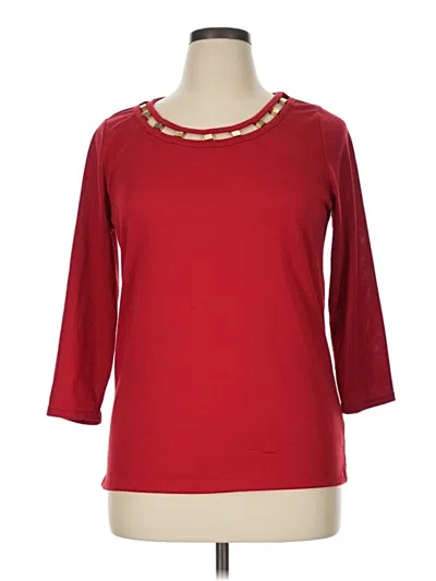 Pre-owned Carolyn Taylor 3/4 Sleeve Top Red Boatneck Tops