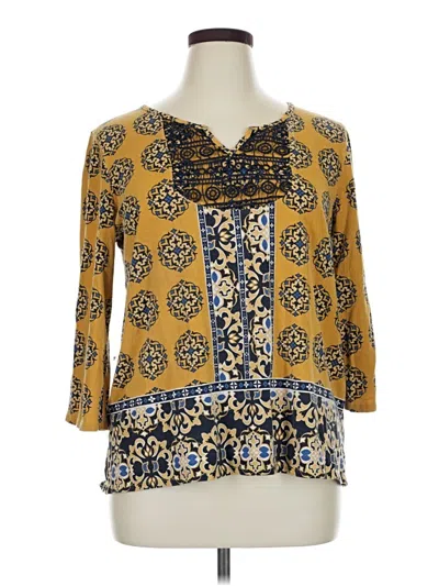 Pre-owned Carolyn Taylor 3/4 Sleeve T-shirt In Yellow