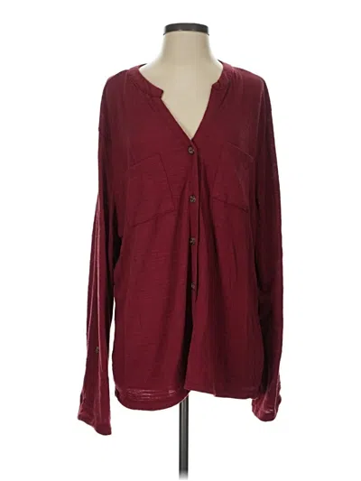 Pre-owned Carolyn Taylor Long Sleeve Blouse In Burgundy