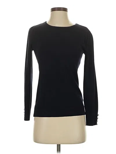 Pre-owned Carolyn Taylor Long Sleeve Top Black Crew Neck Tops