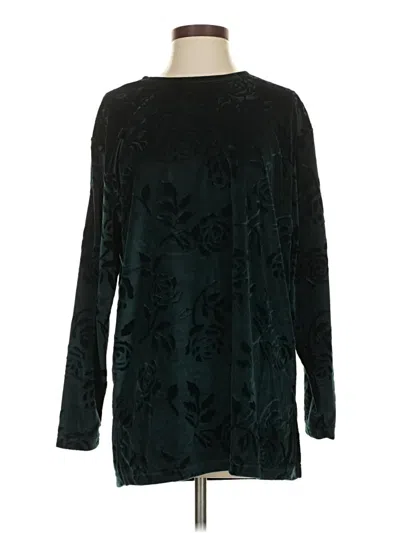 Pre-owned Carolyn Taylor Long Sleeve Top Black Mock Neckline Tops